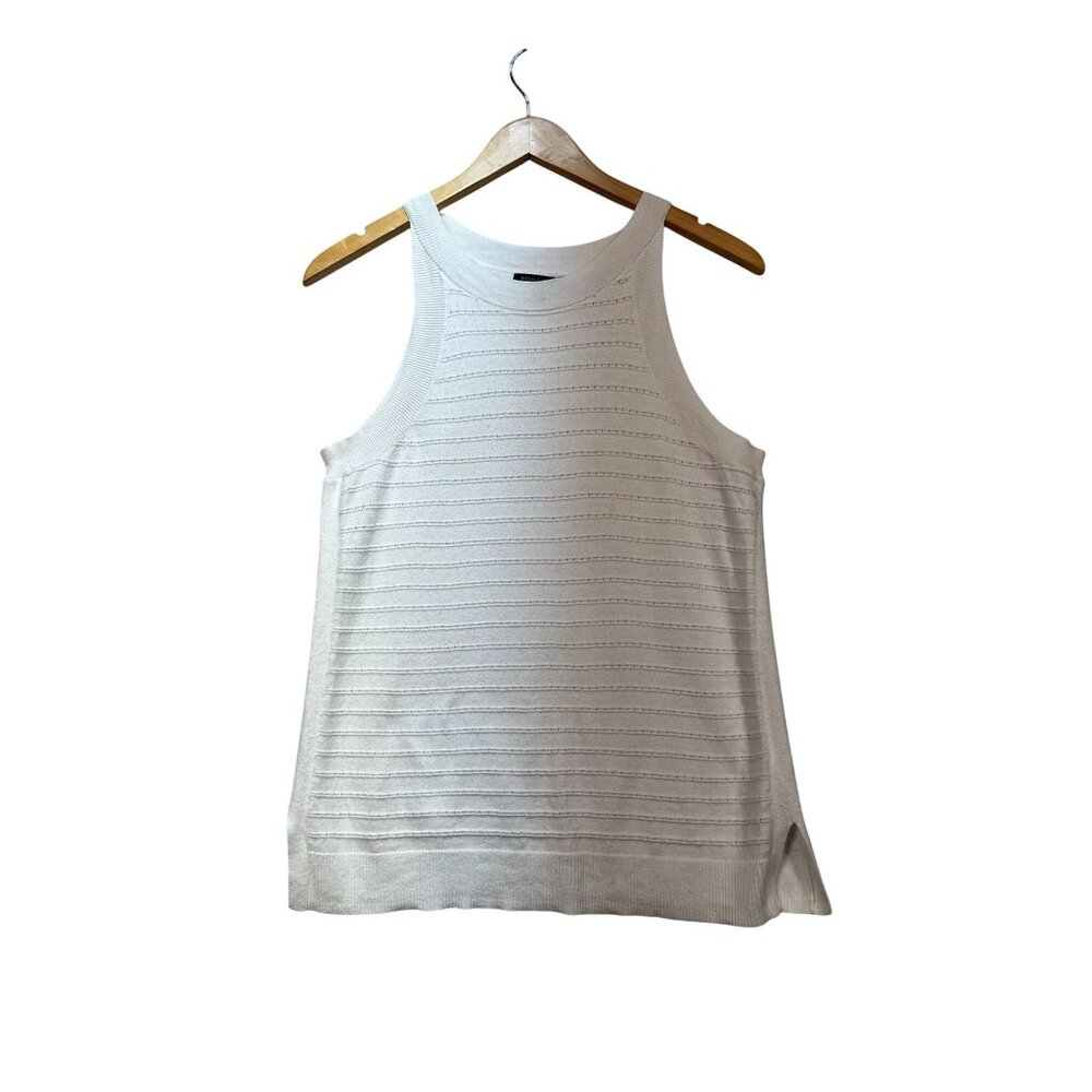 Banana Republic Womens Knit Tank Top Size S White Sleeveless Lightweight Casual